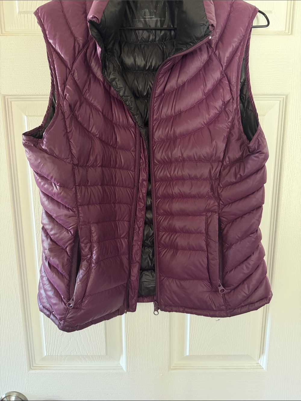 Reversible Quilted Puffer Vest - Plum